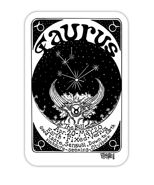 Eco Friendly Taurus Zodiac Sign Sticker By Artist Rick Frausto