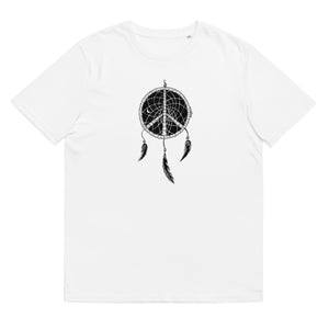 Dreamcatcher Organic Cotton Gender Neutral Crew Neck T-Shirt In White By Artist Rick Frausto
