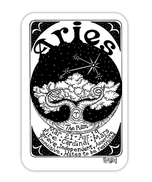 Eco Friendly Aries Zodiac Sticker By Artist Rick Frausto