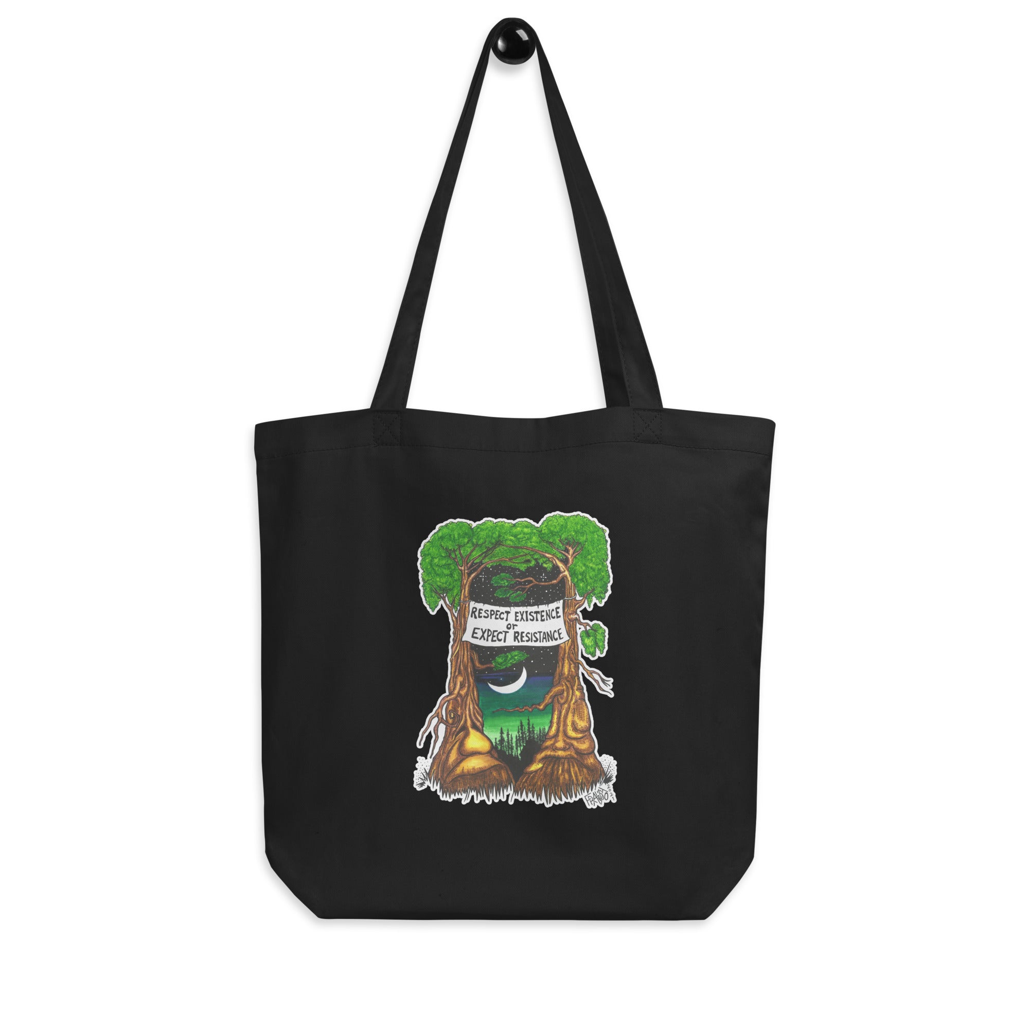 Expect Resistance Organic Cotton Tote Bag In Black By Artist Rick Frausto