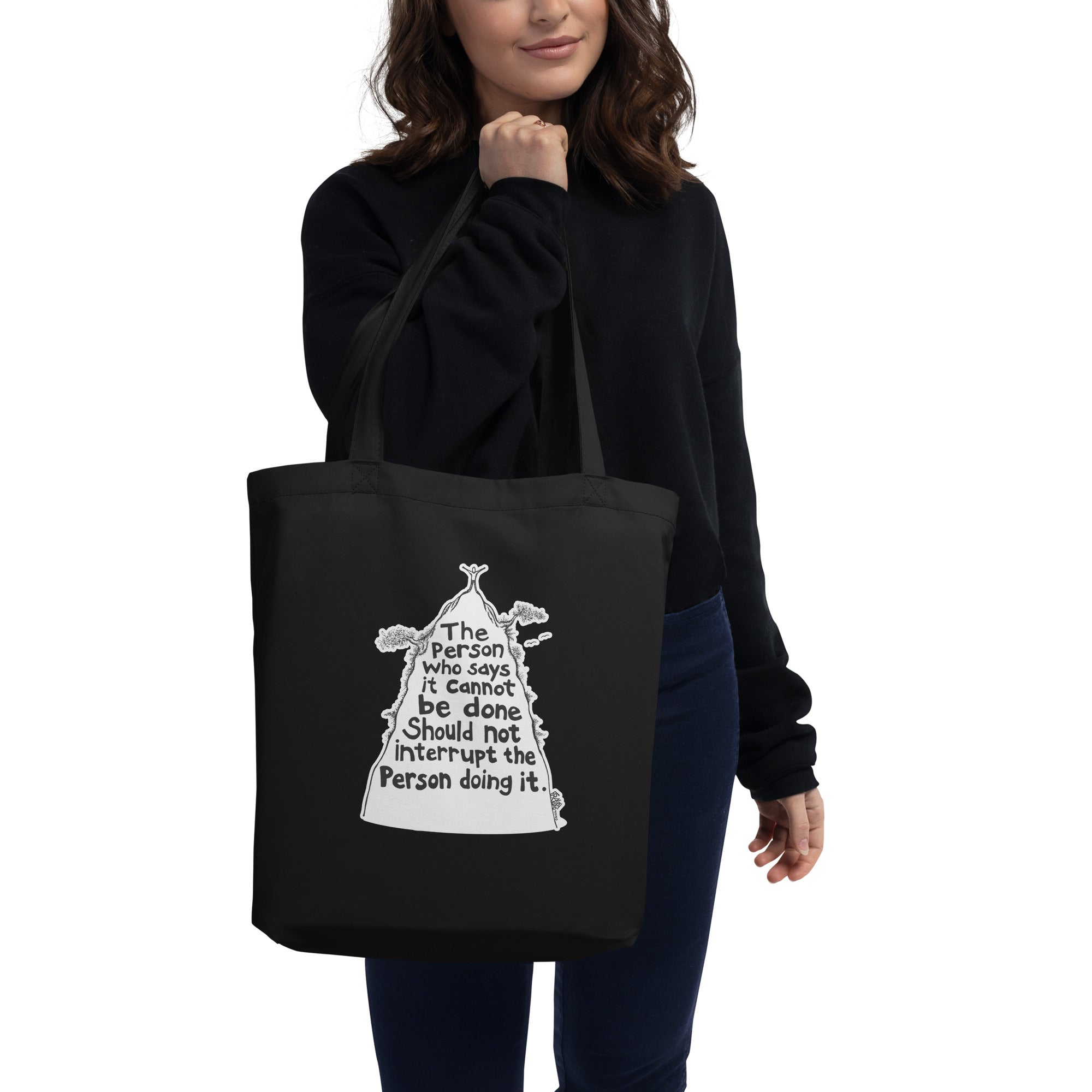 Mountain Top Organic Cotton Tote Bag In Black By Artist Rick Frausto