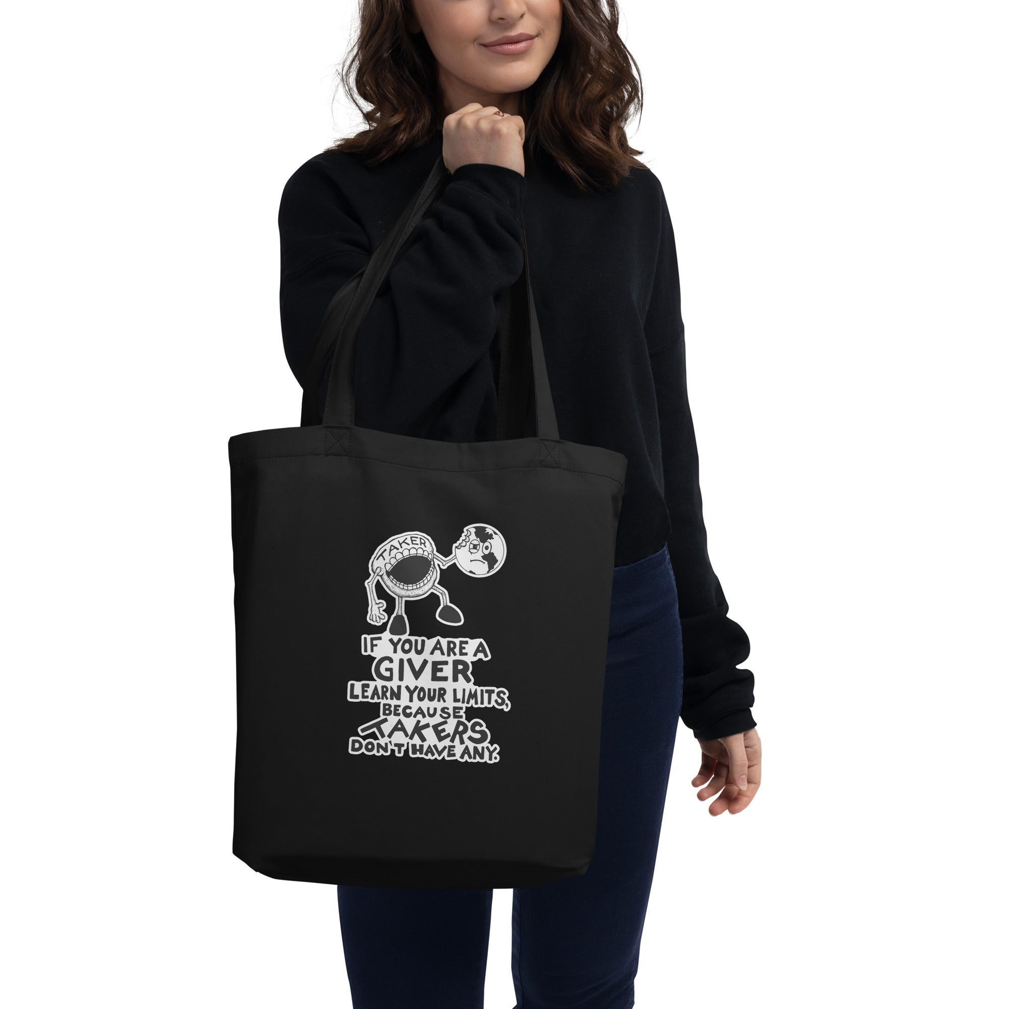 The Taker Organic Cotton Tote Bag In Black By Artist Rick Frausto