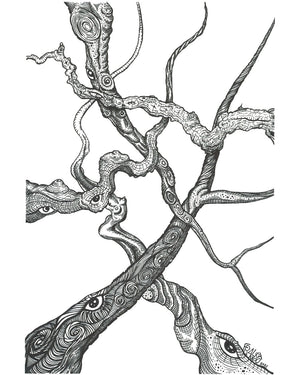 Intertwined Original Drawing Pen And Ink Illustration By Artist Rick Frausto
