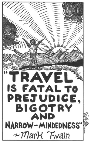 Inspirational Mark Twain Travel Quote Original Drawing Pen And Ink Illustration Rick Frausto Fine Art