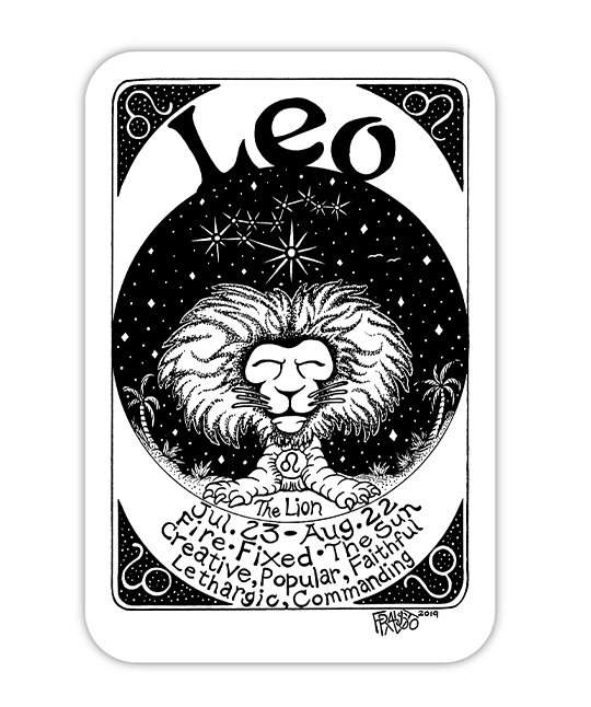 Eco Friendly Leo Zodiac Sticker By Artist Rick Frausto