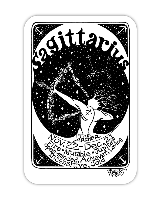 Eco Friendly Sagittarius Zodiac Sticker By Artist Rick Frausto