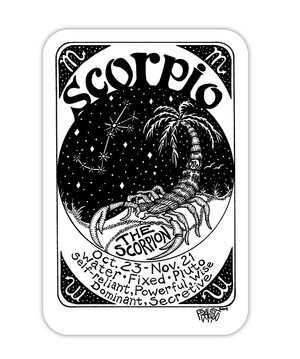 Eco Friendly Scorpio Zodiac Sticker By Artist Rick Frausto
