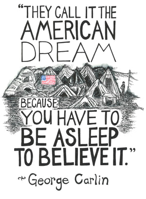 The American Dream Drawing Original Pen And Ink Illustration By Artist Rick Frausto