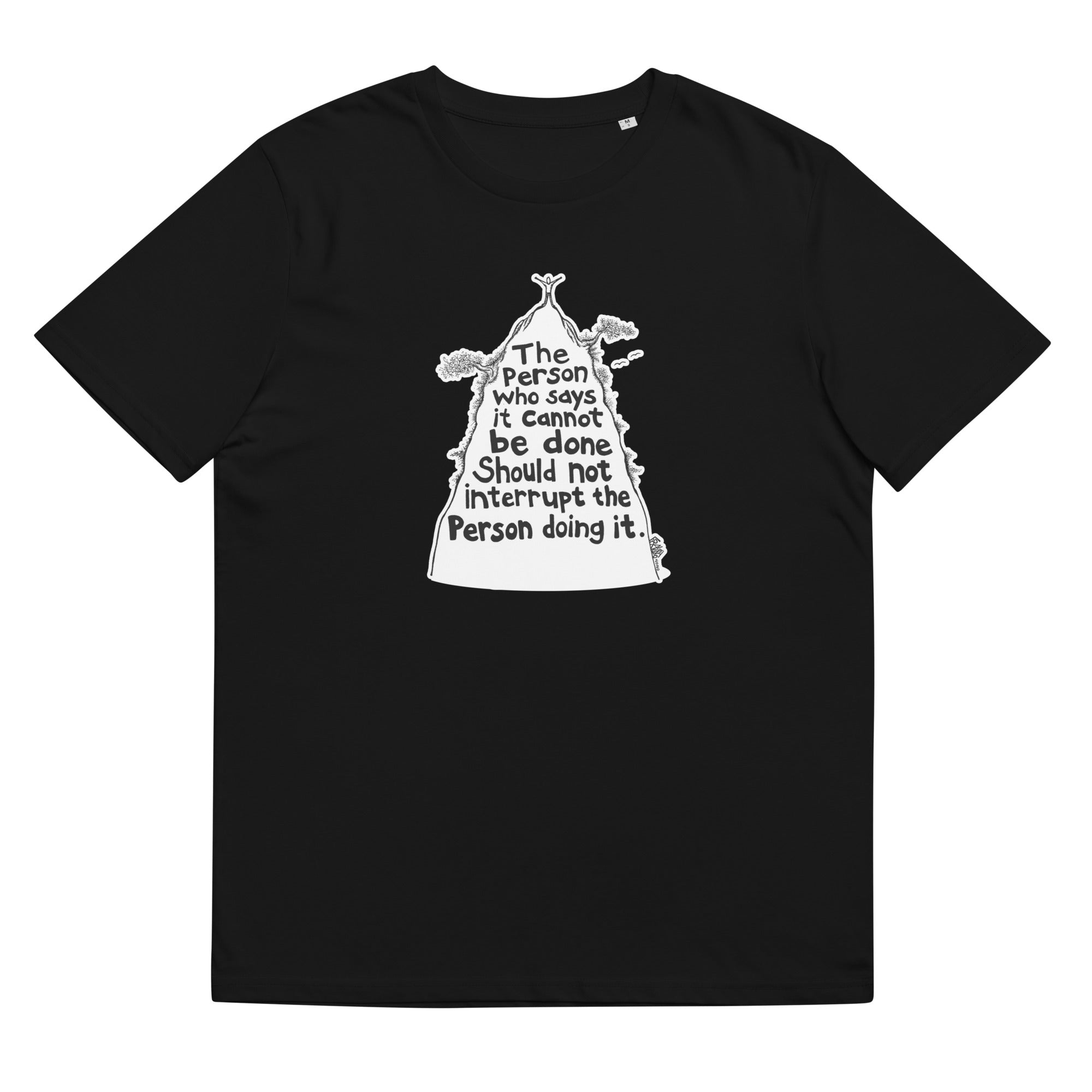 Mountain Top Organic Cotton Gender Neutral Crew Neck T-Shirt  In Black By Artist Rick Frausto
