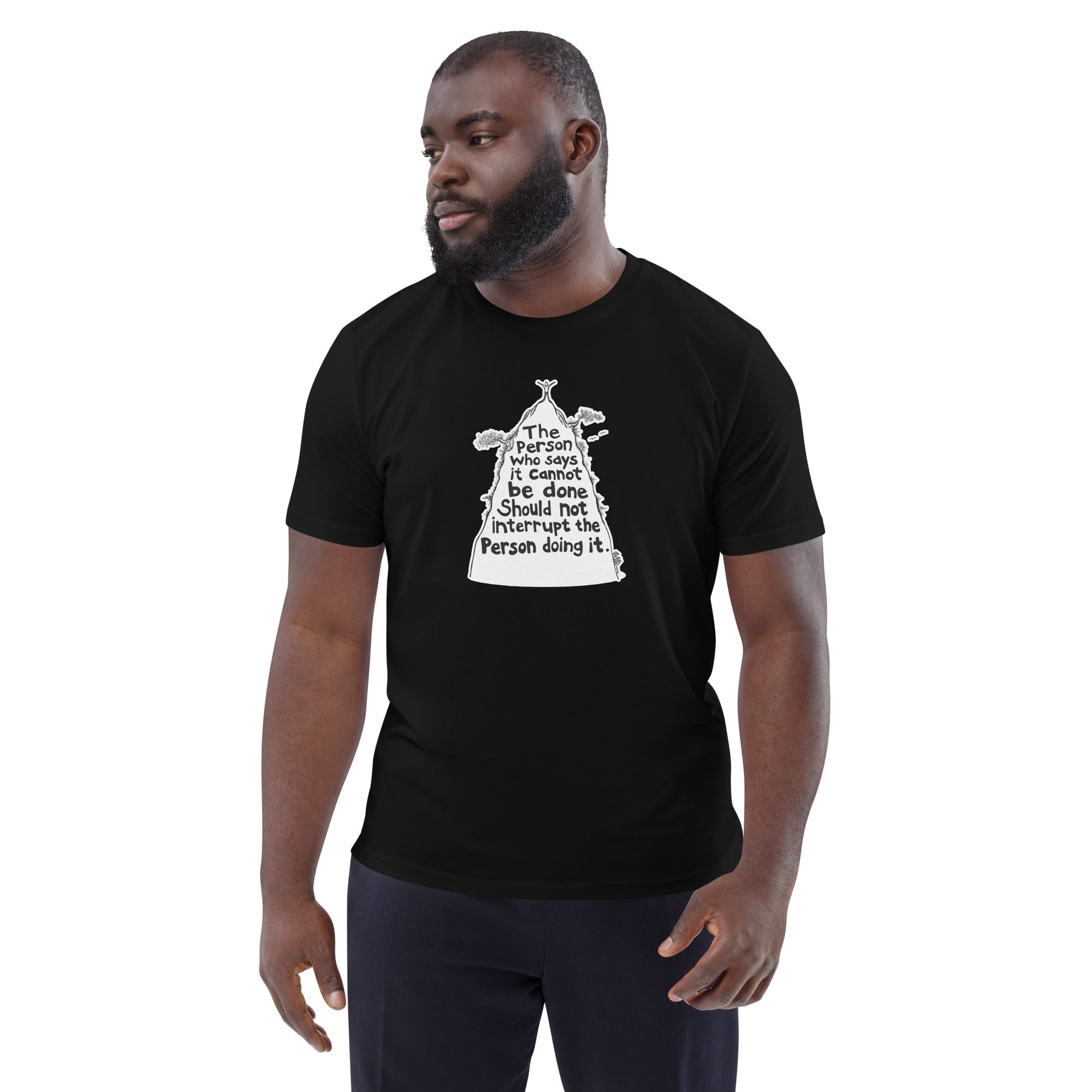 Mountain Top Organic Cotton Gender Neutral Crew Neck T-Shirt In Black By Artist Rick Frausto