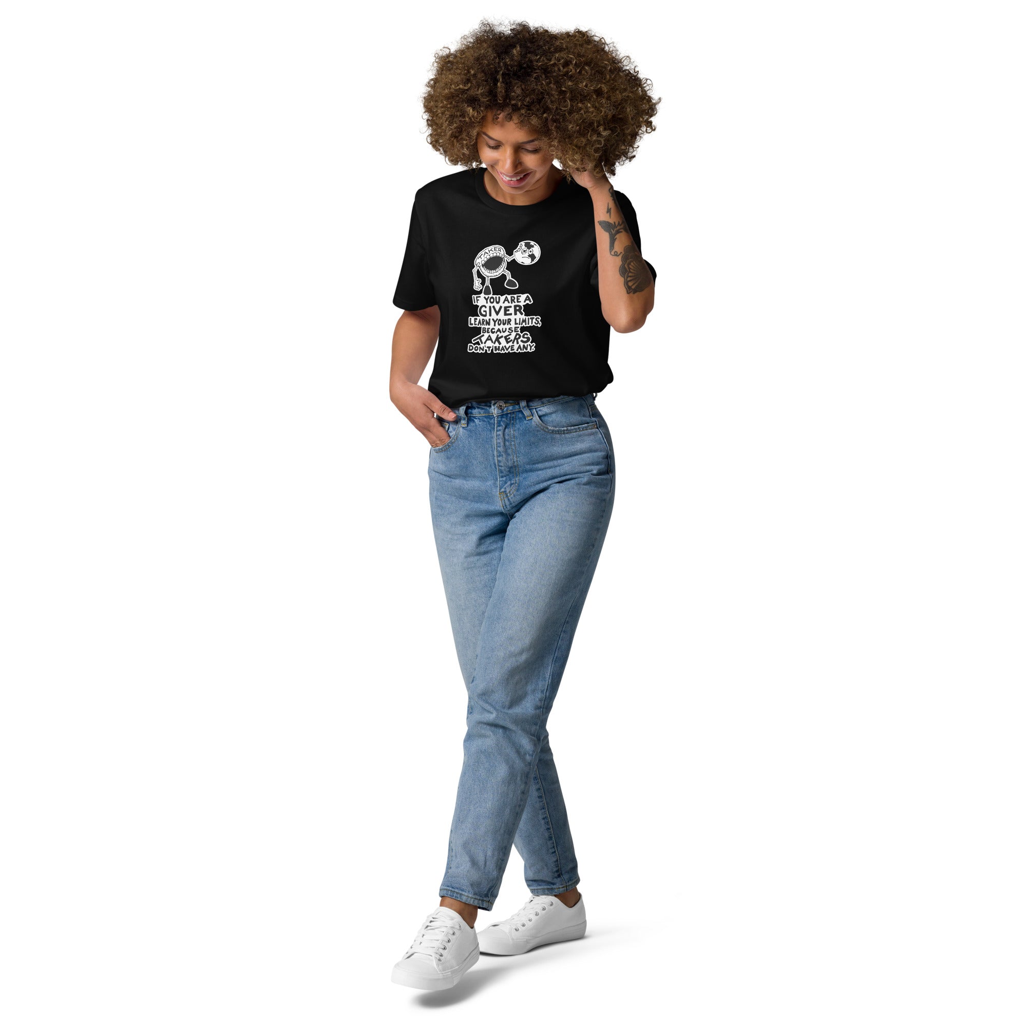 The Taker Organic Cotton Gender Neutral Crew Neck T-Shirt In Black By Artist Rick Frausto