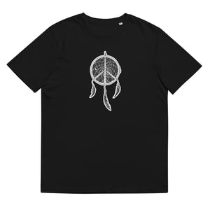 Dreamcatcher Organic Cotton Gender Neutral Crew Neck T-Shirt In Black By Artist Rick Frausto