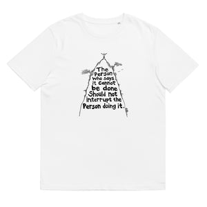 Mountain Top Organic Cotton Gender Neutral Crew Neck T-Shirt In White By Artist Rick Frausto