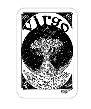 Eco Friendly Virgo Zodiac Sticker By Artist Rick Frausto