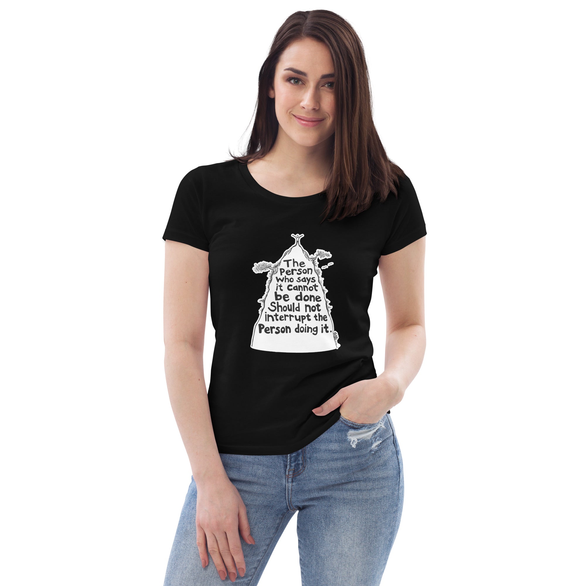 Mountain Top Organic Cotton Scoop Neck T-Shirt In Black By Artist Rick Frausto