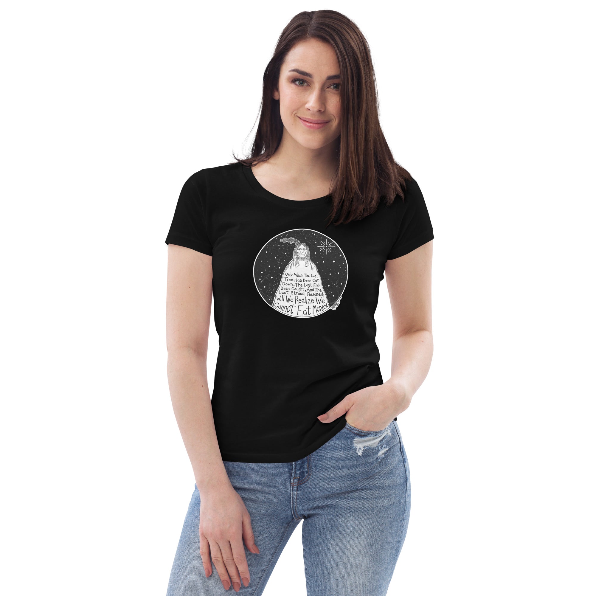 Native American Proverb Organic Cotton Scoop Neck T-Shirt By Artist Rick Frausto