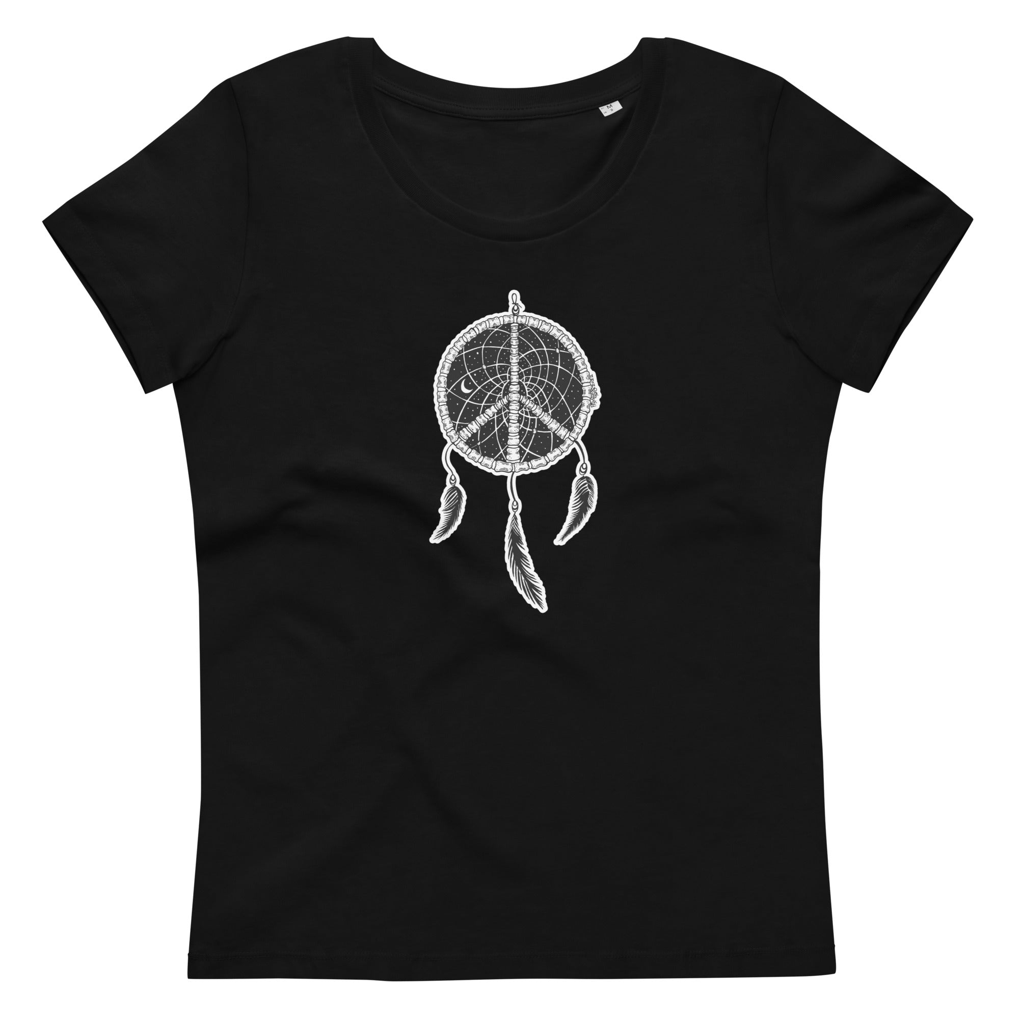 Dreamcatcher Organic Cotton Scoop Neck T-Shirt In Black By Artist Rick Frausto