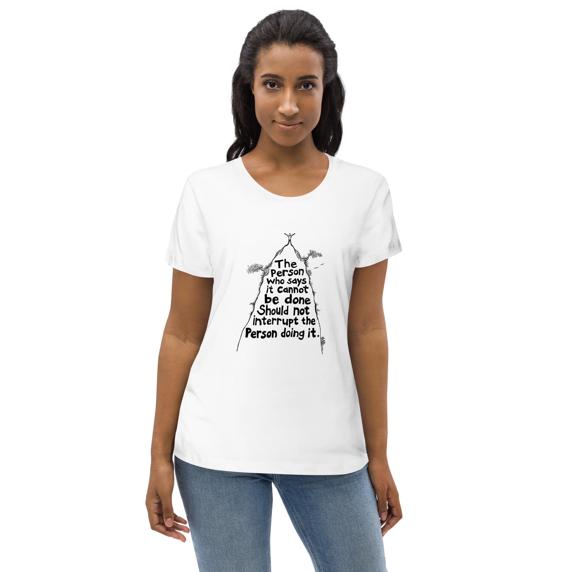 Mountain Top Organic Cotton Scoop Neck T-Shirt In White By Artist Rick Frausto