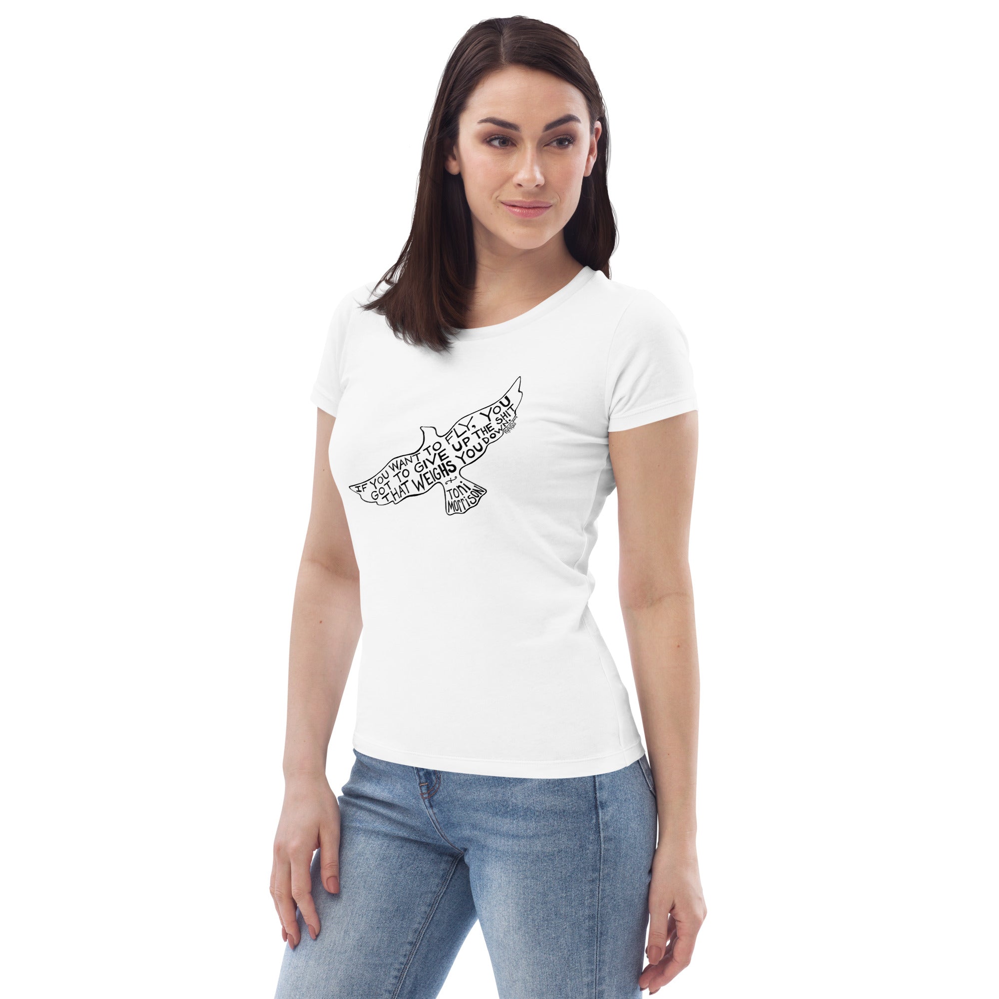 Toni Morrison Organic Cotton Scoop Neck T-Shirt In White By Artist Rick Frausto