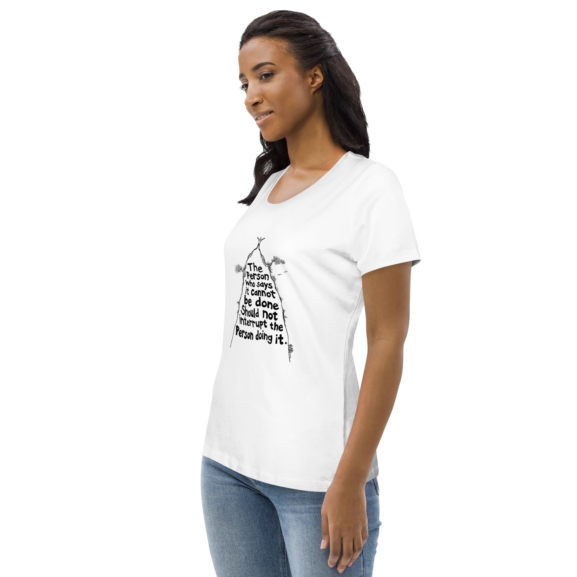 Mountain Top Organic Cotton Scoop Neck T-Shirt In White By Artist Rick Frausto