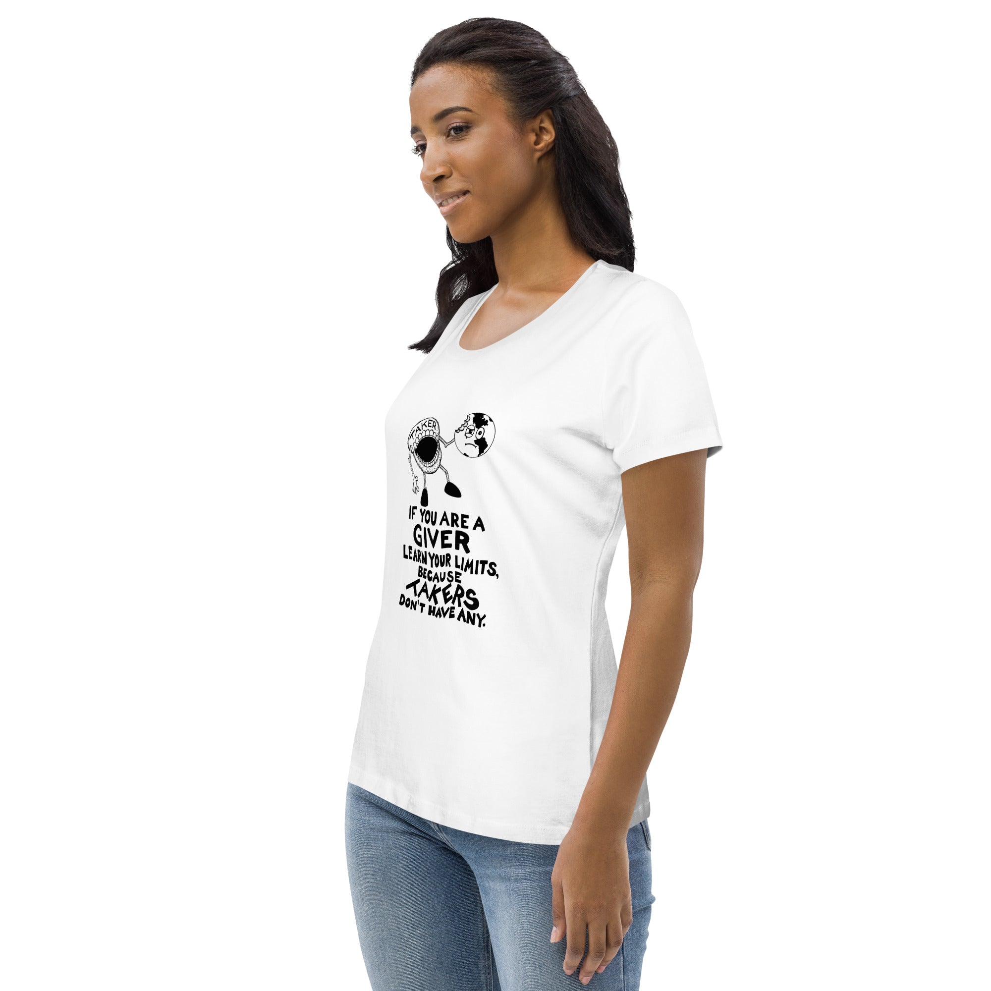 The Taker Organic Cotton Scoop Neck T-Shirt In White By Artist Rick Frausto